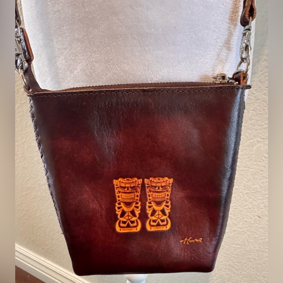 Hawaii Leather Cross Body Shoulder/Crossbody Bag – Brown Handmade Island Leather - Picture 3 of 16